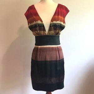 Fun Silk Multi Tie Dye Style Bebe Mini Dress - XS